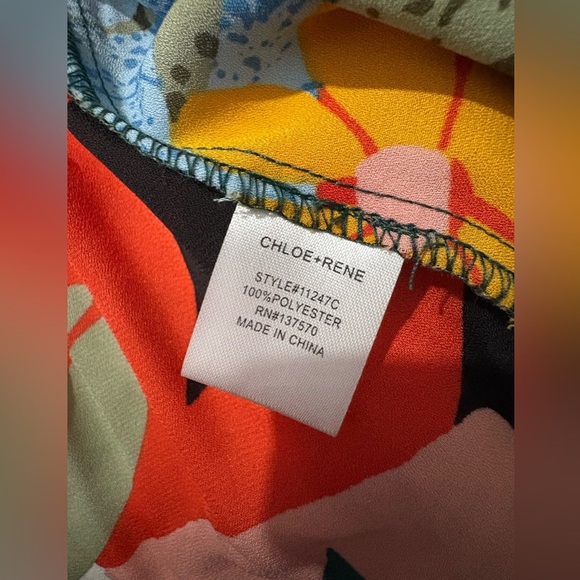 Chloe + Rene floral peplum pleat babydoll top size small bright oversized - Picture 6 of 10